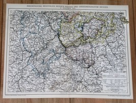 1900 Original Antique Map Of Hesse Westphalia Rhineland Frankfurt Germany - £13.44 GBP
