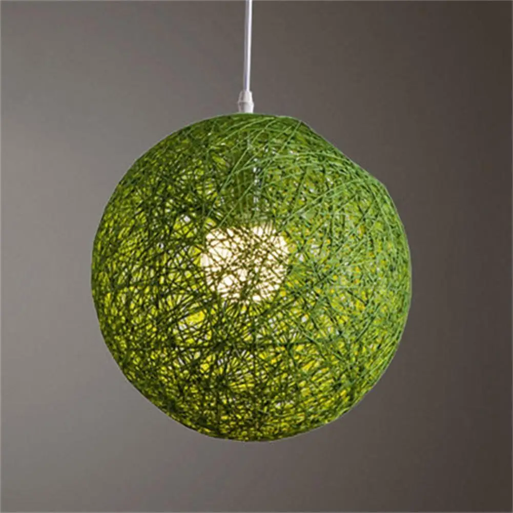Round Hand-Woven Rattan Vine Lamp Shade Hanging Pendant Light Cover Modern - £10.68 GBP+