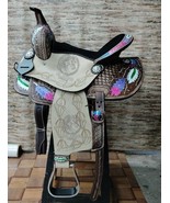 Western Barrel Saddle Hand carved Fern Leaf/Heart Western Barrel Horse S... - $319.77+