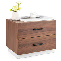 Modern Nightstand with 2 Drawers for Bedroom Living Room-Brown - Color: Brown - £70.77 GBP