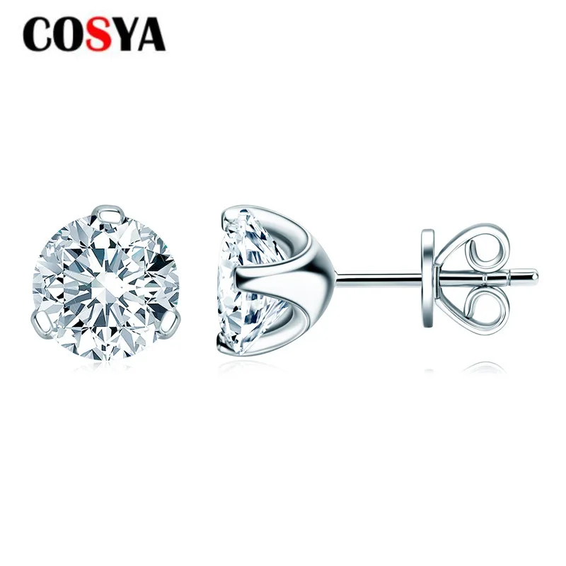 Real Moissanite Round 1.5ct Moissanite Earrings Solid S925 Silver Classic 3 Pron - £47.46 GBP