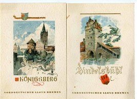 2 Norddeutscher Lloyd Bremen Menus SS Columbus Konigsberg &amp; Dinkelsbuhl Covers - £14.86 GBP
