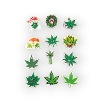 Cannabis Weed Acrylic Flatback Charms Cabochons 12 Piece Lot Keychains Crafts - £7.80 GBP