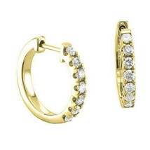 3/4Ct Round Cubic Zirconia 14Kt Yellow Gold Plated Hoop Huggies Earrings - £51.40 GBP