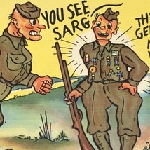 Humorous Vintage Postcard Army People Dog Poker Game Funny Cartoon Art - £10.14 GBP