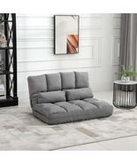 Folding Upholstered Couch Bed Gray Convertible Floor Sofa Chair Metal Fr... - $254.30