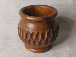 Vintage Rustic Handcarved, Turned Wood, Small Posy Vase [Gouge and scoop] - $20.28