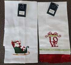 Two (2) C and F ~ Handcrafted ~ Holiday ~ 100% Cotton ~ 16 x 26 Kitchen ... - £17.89 GBP