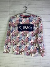Sean John Youth Boys All Over Print KING Logo Long Sleeve Knit Shirt Size M - $24.25