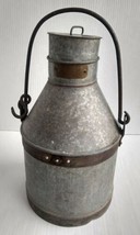 Vintage Milk Fuel Can Container Milkman Pot w Handle Rustic Metal Large - £209.52 GBP