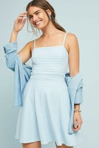 New Anthropologie Hutch Textured Stripe Dress $158 Large Square Neck Spa... - £40.81 GBP