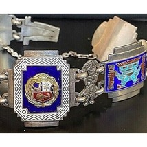 HEAVY PERU  925 STERLING SILVER,18K GOLD &amp; ENAMEL INCA DESIGN BRACELET SKY - $297.03