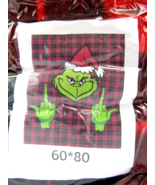 The Grinch Giving Middle Fingers Blanket - Red Plaid 60in x 80in - New - £27.59 GBP