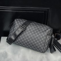 Barrel Shape Shoulder Bag Men Fashion Plaid Men&#39;s Crossbody Bags Luxury Brand Bu - £28.91 GBP