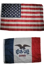 AES 2x3 2&#39;x3&#39; Wholesale Lot Combo: USA American w/State of Iowa Flag - £6.74 GBP