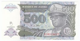 Zaire, 500 Nouveaux Zaires 1994, P63, UNC - $10.40