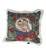 Portofino Tapestry Pillow 12&quot; x 11&quot; Bunny Rabbit in Flowers Green and Bu... - £9.58 GBP