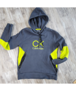 Calvin Klein Performance Logo Pullover Color Block Gray Neon Hoodie Swea... - £25.89 GBP