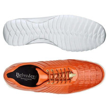 Mens Belvedere Genuine Hornback Caiman Crocodile, Soft Calf Astor Orange  33599 image 3
