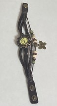 Women Boho Multilayer Leather Bracelet Watch Butterfly Charm Quartz Analog - $5.15