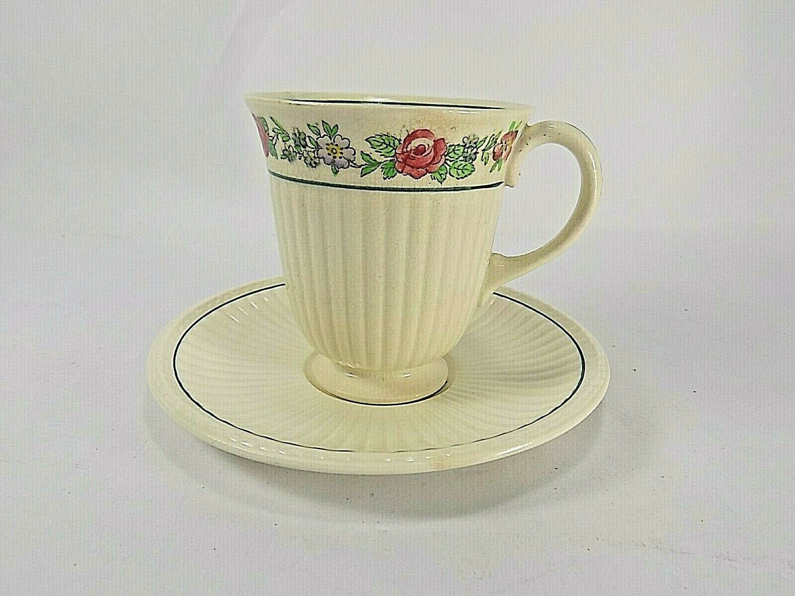Wedgwood BELMAR Pattern TEA CUP &amp; SAUCER Floral Basket Etruria England - $4.15