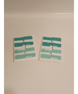 Light Switch Cover Wall Plates 2 White And Teal Stripe Metal Modern Wall... - $218.24 MXN