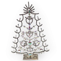 Jeweled Christmas Tree 18 Inch Figurine Holiday Decor Rhinestones Silver Toned - £27.25 GBP