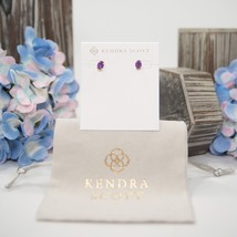 Kendra Scott Emilie Purple Kyocera Opal Micro Mini Stud Earrings NWT - $53.96