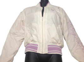 Vintage Puma Bomber Jacket Womens M Med Lined Filled Embroidered 80s Zip Logo - £35.39 GBP
