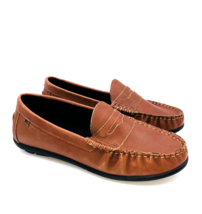 Kenneth Cole Reaction Men Helio Gear Leather Loafers- Cognac, US 7 / EUR 39 - $29.69