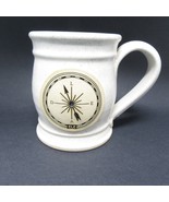 Grey Fox Pottery Stonewear Mug Compass Design Speckled White LEAD Arrow - $13.99