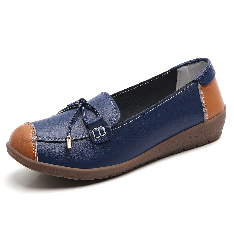 Spring Autumn Women&#39;s Loafers Leather Woman Flats Shoe Slip On  Knot Female Mocc - £126.31 GBP