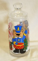 Christmas Teddy Bear Glass Candy Cookie Apothecary Jar France - £15.85 GBP