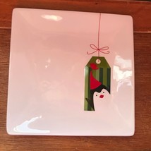 St. Nicholas Square Fa La La Small White Square Plate w Cute Penguin Chr... - $11.29