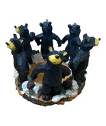 Black Bear Candle Holder Pine Cones Holding Paws Rustic Log Cabin Cottage - $28.06 CAD