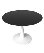 LeisureMod 40&quot; Round Dining Table  White Base with Black Top for Modern... - $532.68 CAD
