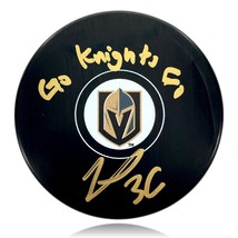 Logan Thompson Autographed Vegas Golden Knights Inscribed Puck COA IGM Signed - £79.90 GBP