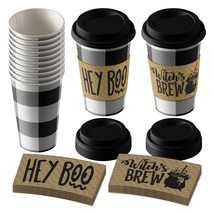 HOME &amp; HOOPLA Disposable Coffee or Hot Chocolate Cups - Black and White ... - £12.08 GBP