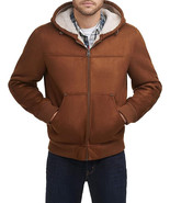 Levi&#39;s Men&#39;s Buffed Cow Faux Leather Hoody Bomber - Size M (Brown Faux S... - £56.11 GBP