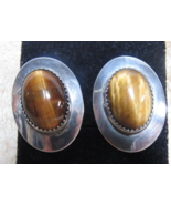 Jason Livingston Sterling Silver Tigers Eye 1 1/8&quot; Oval Stud Post Earrings - €42,20 EUR