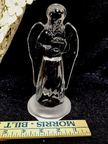 Primary image for Vintage Lead Crystal Angel Frosted Base Clear Figurine Pretty Decoration 7”