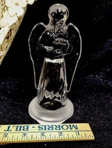 Vintage Lead Crystal Angel Frosted Base Clear Figurine Pretty Decoration 7” - £10.99 GBP
