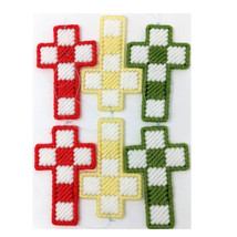 Easter Cross Christmas Ornaments Red Yellow Green - $30.00
