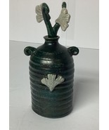 Handmade Ceramic Pottery Perfume Bottle Vase Vintage Floral Signed - $88.52 CAD