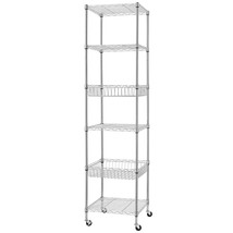 Heavy Duty 6 Tier Wire Shelving Unit With Wheels 18X18X72-Inches 6 Shelves Stora - £107.06 GBP