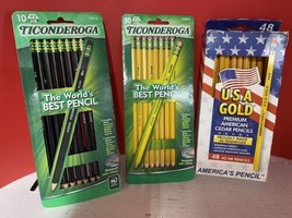 2 Packs Of (10) Dixon Ticonderoga #2 HB and (28) USA Gold Wood Pencils Lot - £15.44 GBP