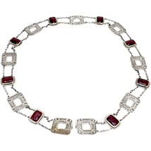 Antique Chain Segment Belt Huge Amethyst Purple Glass Stones Cubist 34&quot; ... - £105.29 GBP