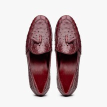 Aubiere Genuine Ostrich Quill Slip on Shoes Wine image 4