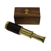 6 Handheld Brass Telescope with Wooden Box - Pirate Navigation  - £20.08 GBP