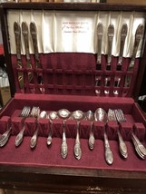 Vintage 1847 Rogers First Love 41 Piece Silver Plate Flatware W Case No Mono - £77.58 GBP